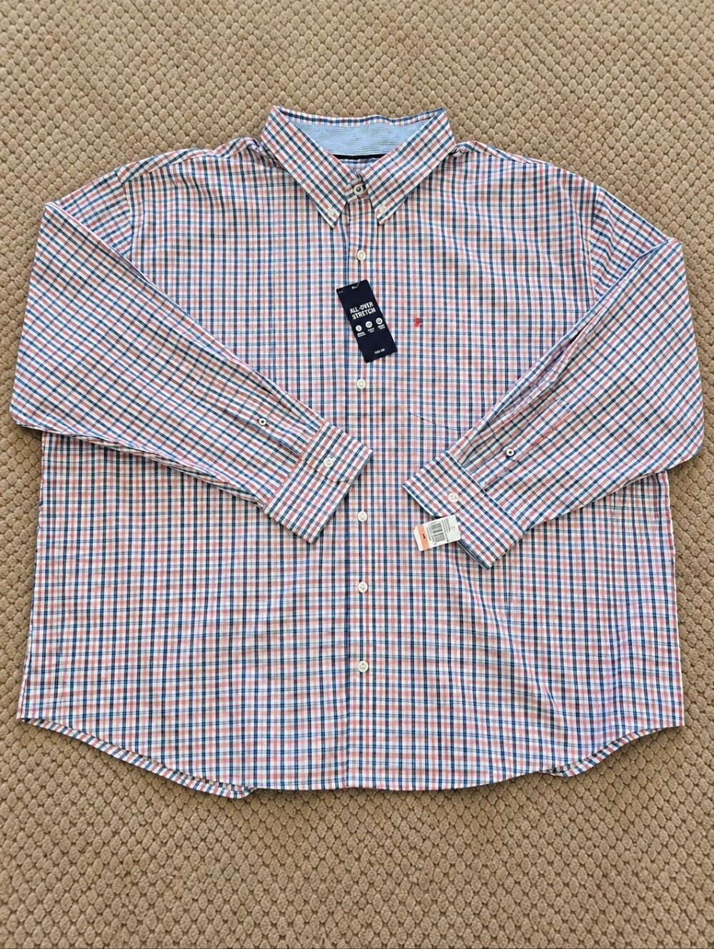 NWT IZOD Big & Tall 3XB Performance Stretch Plaid Button Down Shirt